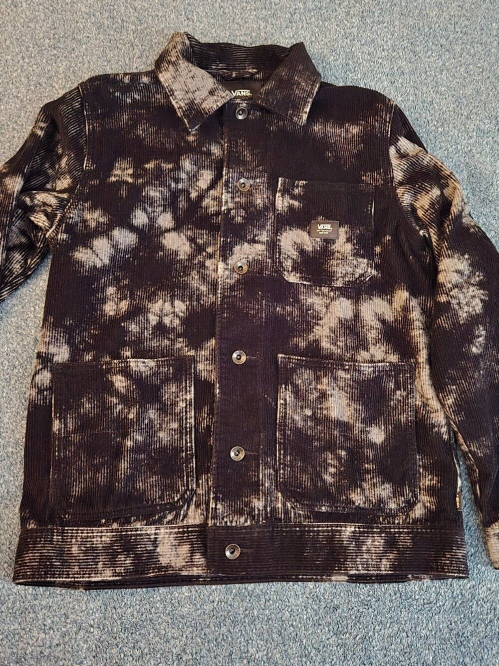 Vans Drill Chore Coat Black Corduroy Tie Dye Trucker Barn Jacket Men’s Small